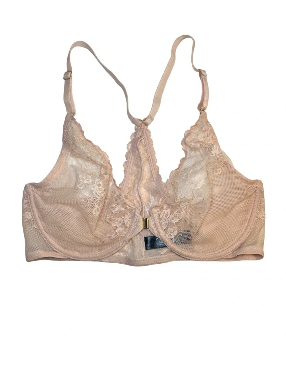 Natori Blush Pink Lace Underwire Bra Front Closure, size 34C